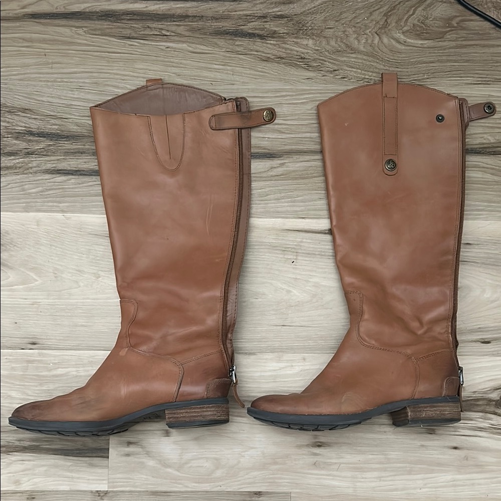 Sam Edelman Tan Heeled Boots Equestrian Style